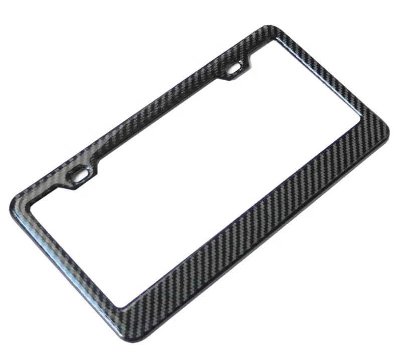Carbon Fiber Resin Eco-friendly Round License Plate Frames Black Plate Frame Front & Rear Auto Car Tag Holder Heavy Duty Bracket MegaBDM