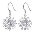 Fine Jewelry 925 Sterling Silver 3A Zircon Snowflake Pendant Hook Earrings for Women