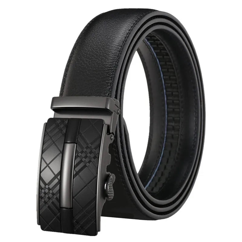 New Men's Automatic Buckle Belt Male Leather Ratchet Belts for Men LQbelt Factory Direct Selling Custom Logo