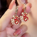 CAOSHI Zodiac Rabbit Hanging Earrings Women Chinese Red Enamel Earrings Personality Accessories Party Statement Jewelry Earrings