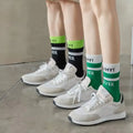 Wholesale Double Layer Fashionable Letter Socks Men Unisex Streetwear Cotton Crew Socks