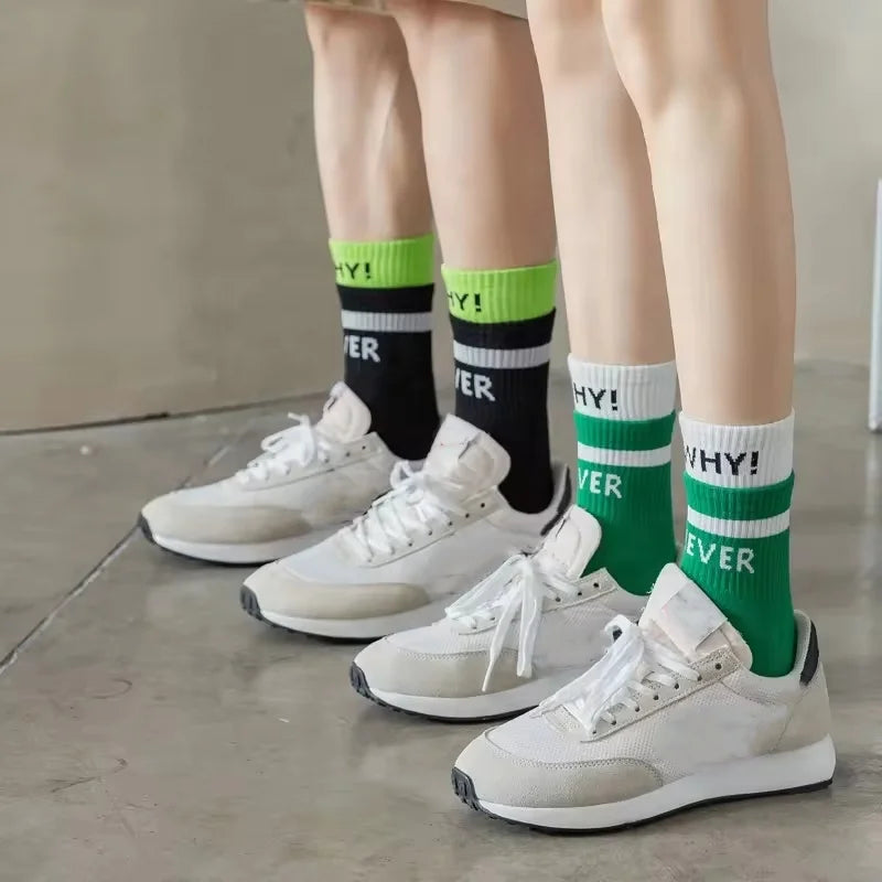 Wholesale Double Layer Fashionable Letter Socks Men Unisex Streetwear Cotton Crew Socks