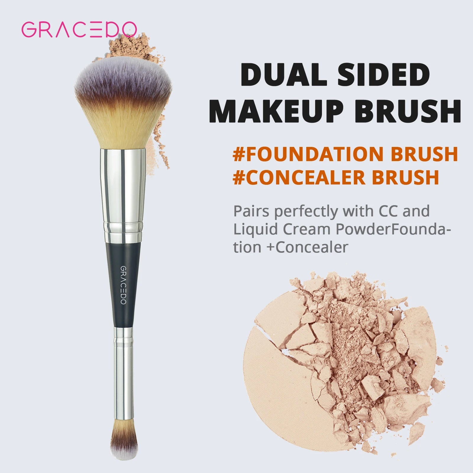 Gracedo Dual Sided Wood Handle Makeup Brush-Low MOQ Dual Purpose for Concealer & Lip Balm Private Label Manufacturer