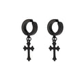 Fashion Fine Jewelry Men Charm Titanium Steel Cross Pendant Non Pierced Clip on Earrings