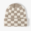 Men Beanie Custom Logo Acrylic Unisex Custom Checkerboard Cuff Beanie Knitted Hat Winter Hats