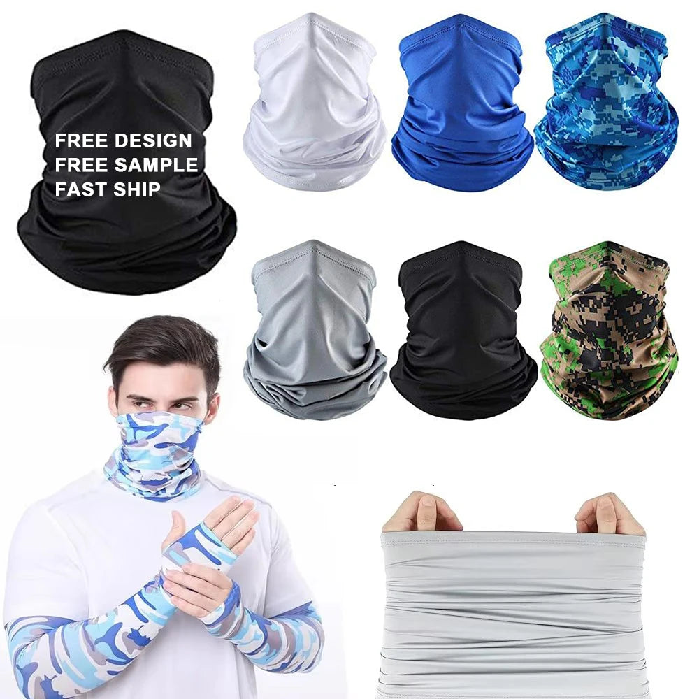 Custom Logo Face Cover Sport Seamless Neck Warmer Tube Multifunction Sun Wind Proof Headwear Neck Gaiter Bandana Scarf Mask