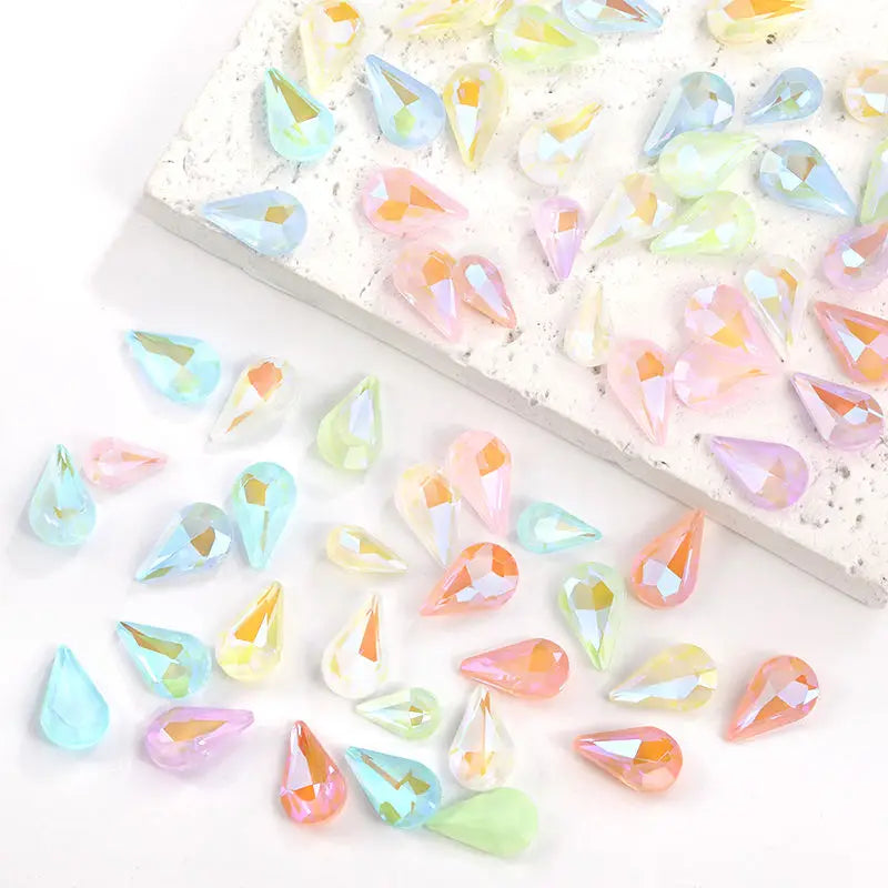 Xichuan  Hot Selling Water Drop Shaped  MI Series  3D Glue on Crystal Glass Stone Nail Rhinestones for Accessories and DIY