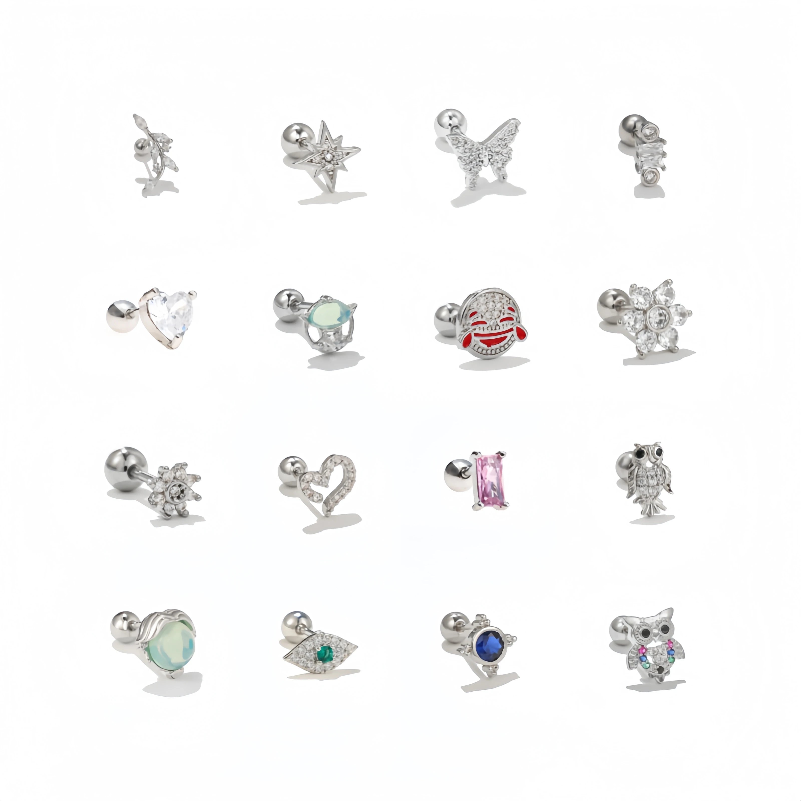 European and American Women 18K Gold Plated Piercing Bone Nail Micro-Inset Zircon Screw Ball Sleep Free Brass Ear Stud for Women