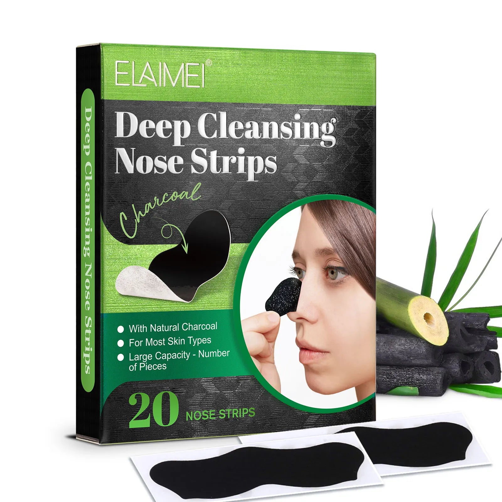 ELAIMEI Private Label Customized Black Head Nose Patchnose Strips Blackhead Removaldeep Cleansing Nose Pore Strips