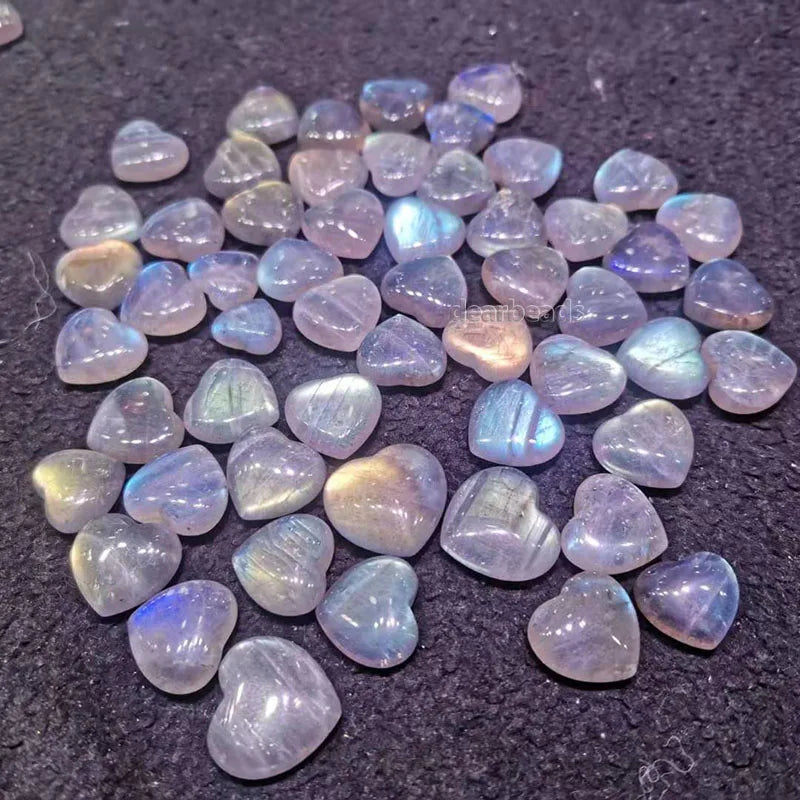Bulk Rainbow Flash Labradorite Heart Beads Sparkling No-Hole Healing Crystals for Jewelry & Decor 11-16mm