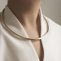 Trendy Minimalist Chunky Gold Plated Collar Choker Smooth Thick Copper Wire Chian Necklace Korean Exquisite Jewelry Accessories