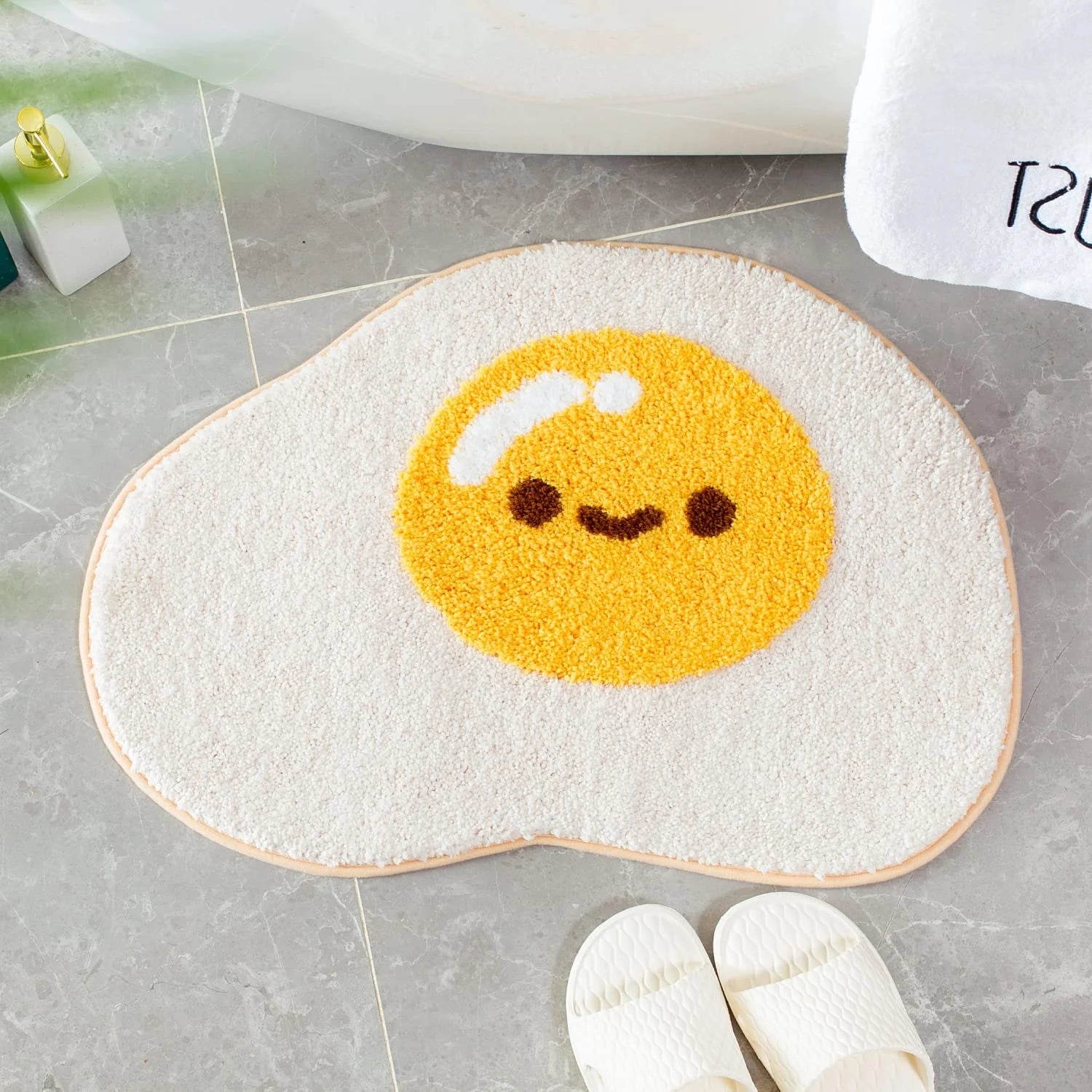 Non Slip Cute Floor Mat Soft Shower Rug Plush Custom Rugs Water Absorbent Thick Shaggy Egg Bath Mat for Home Decoration