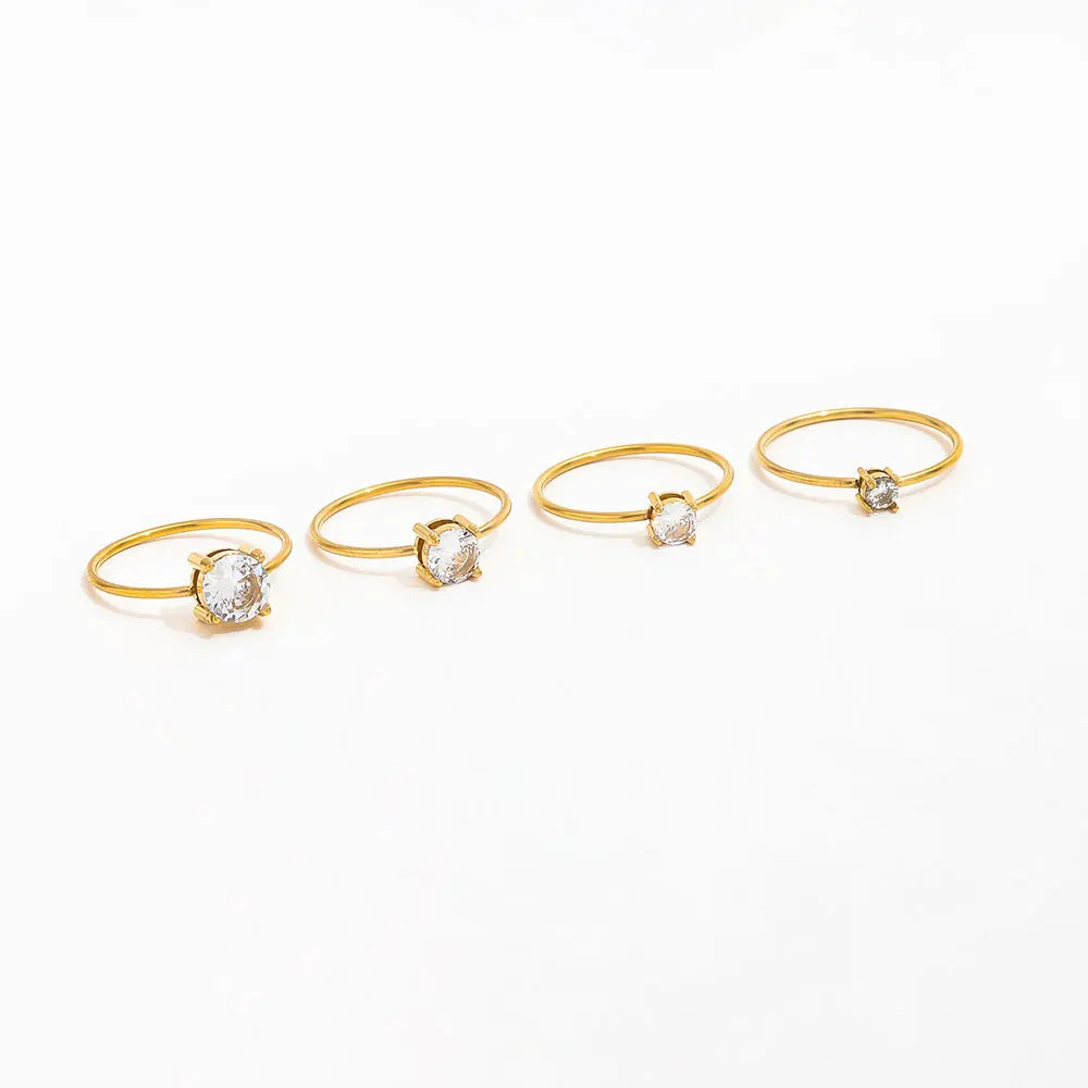 Joolim Jewelry 18K Gold Plated Fine Linellae Stainless Steel Zirconia Rings for Women Tarnish Free & Waterproof