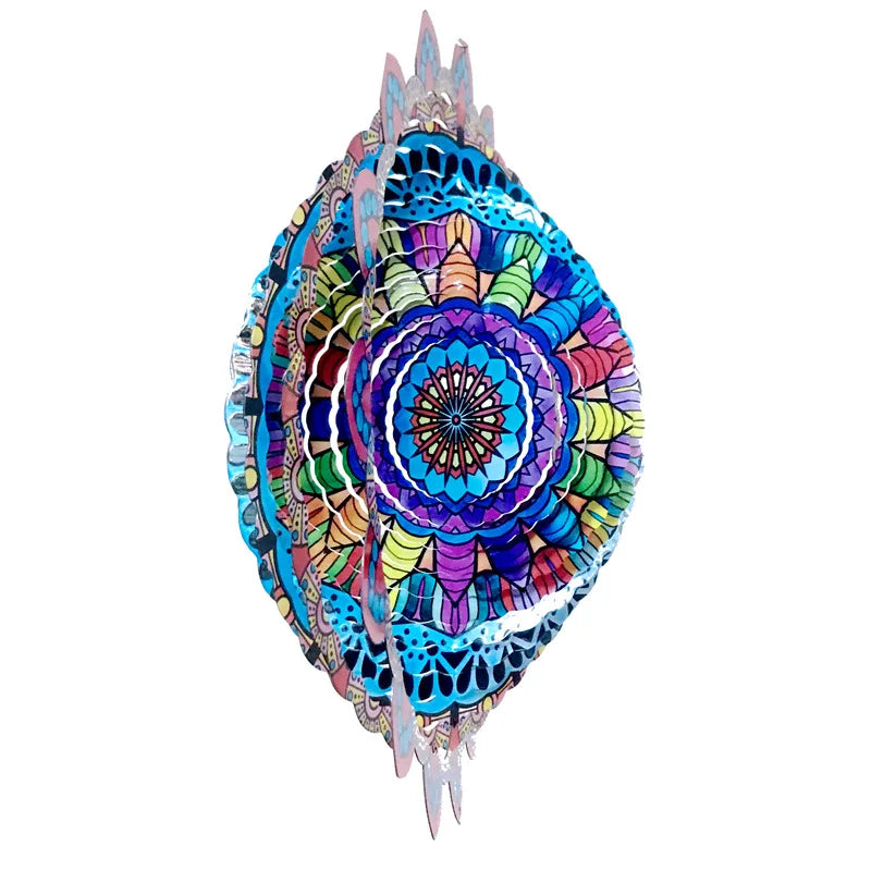 Factory Price 12 Inch Wind Spinner Stainless Steel Rotating Metal Sheet 3D Wind Chime Pendant Decoration Gift