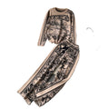 Fashion Autumn Spring Women Pullover  Animal Knitting Suits 2 Piece Sweaters Sets