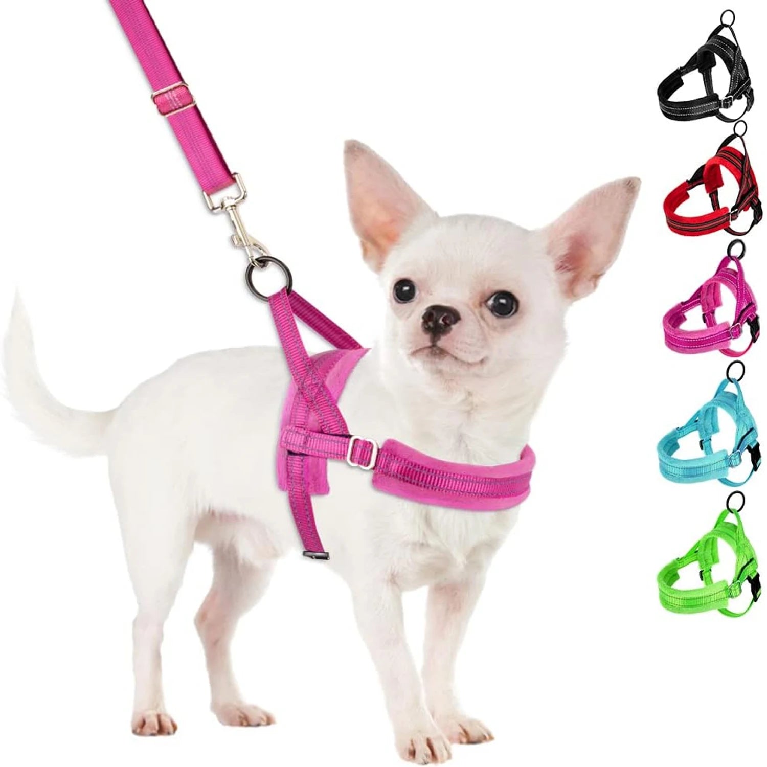 Wholesale Luxury Reflective Solid Rubber Leather & Polyester Dog Harness Set with Adjustable Waterproof Collar and Leash