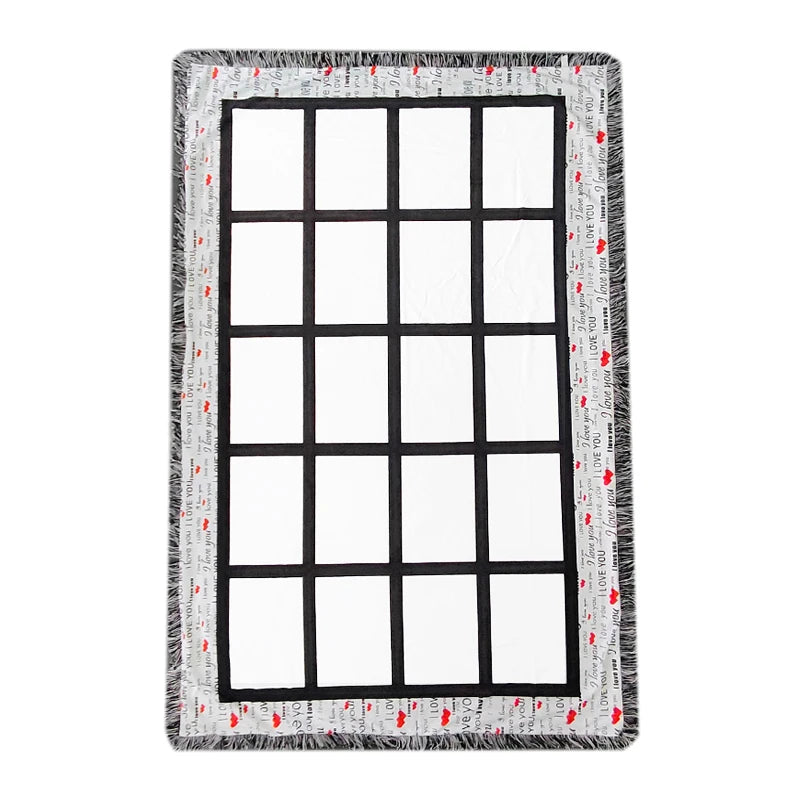 Qualisub White Edge I LOVE YOU 20 Panels Blanket Sublimation Blankets Blanks in Custom Printing
