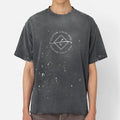 Vintage Distressed 250gsm Heavyweight Cotton T-Shirt Fashion Stone Washed Over Size with Raw Hem and Spray Paint 100% Cotton