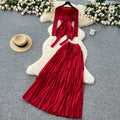 LW1045 Pleated Suit Women Design Sense Strap Irregular Pleated Blouse High Waist Pleated Skirt Skirt Two Piece Set For Ladies MegaBDM