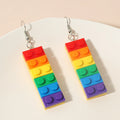 New Ins Colorful Rainbow Building Blocks Drop Earrings Resin Funny Geometric Earrings for Woman Girl Kids Party Jewelry