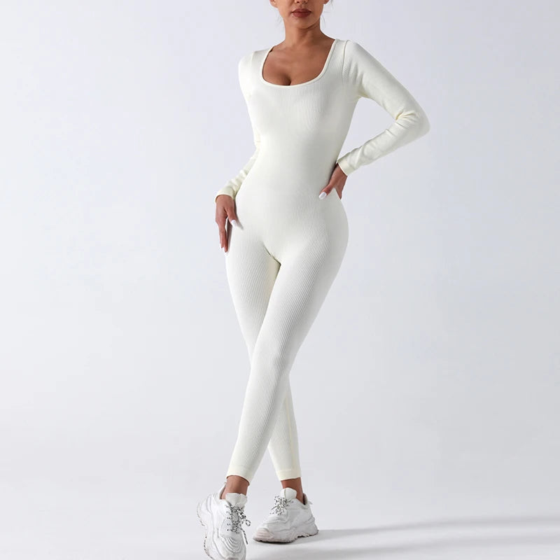 Women's Gym Fitness Bodysuit Elastic Waist One Piece Sports Workout Playsuits Yoga Jumpsuit With Print Nylon/Spandex Set