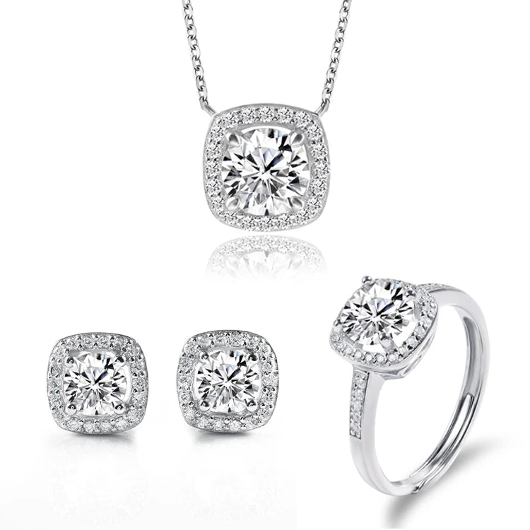 18k Gold Plated Jewelry Sets 925 Sterling Silver Jewelry Set Moissanite Women Wedding Jewelry Set Bridal