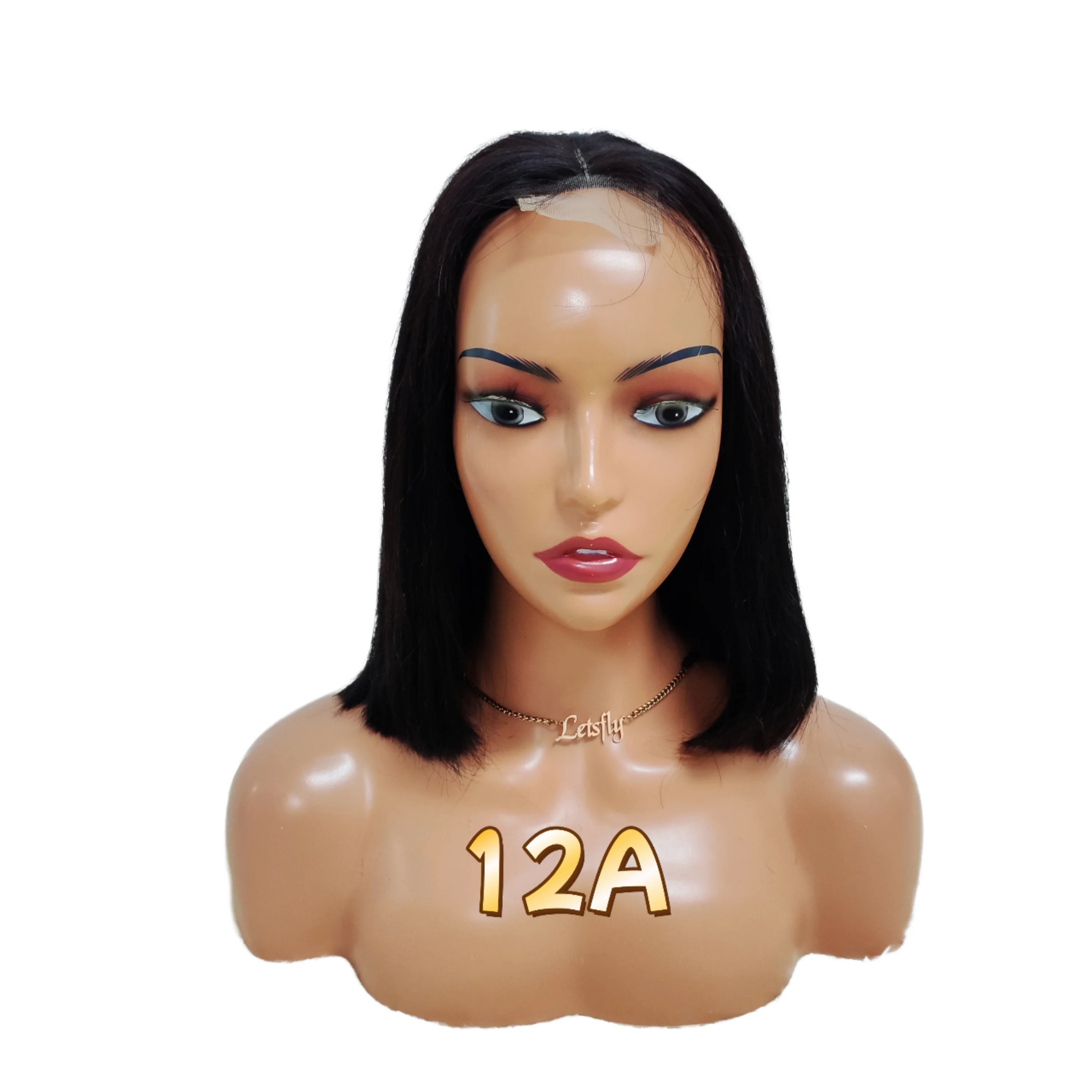 Wholesale Bone Straight Natural Color Human Hair 2x6 Lace Closure Glueless Wigs for Black Women Short 8 Inch Bob Wig