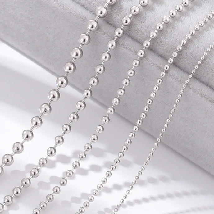 1mm 1.5mm 2mm 3mm Vintage 925 Sterling Silver Italian Ball Bead Chain 16-32inch 925 Italy Sweater Chain Necklace