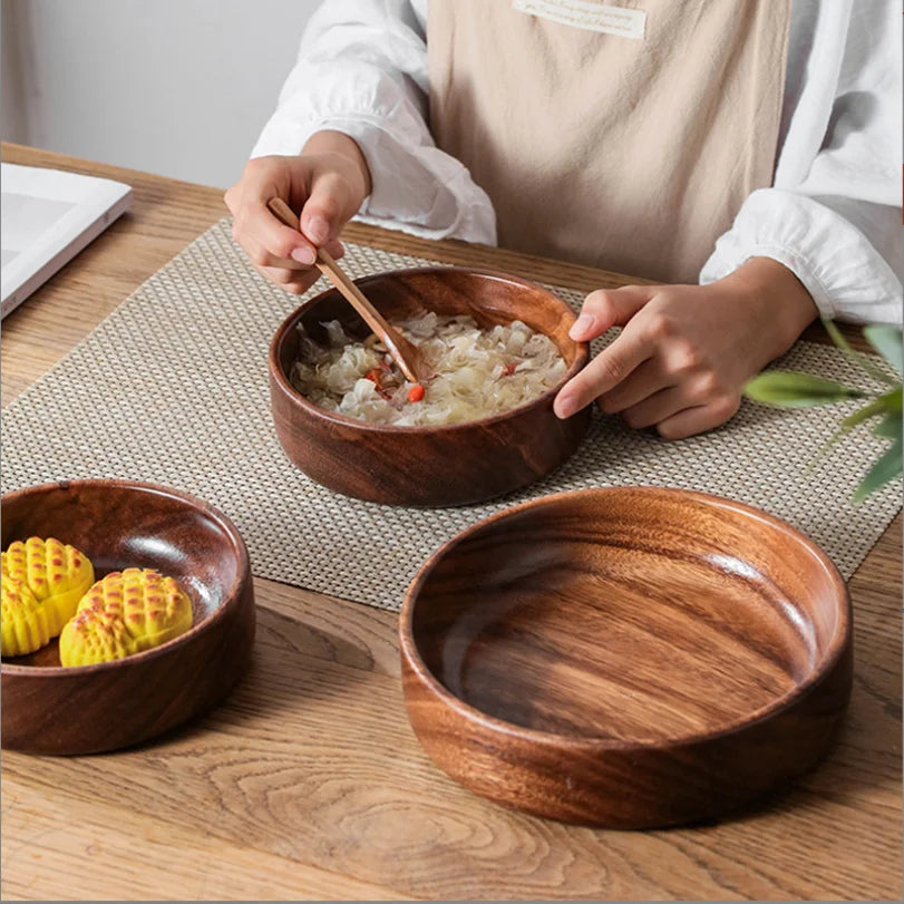 Walnut Acacia Wood Salad & Fruit Vegetable Storage Bowl
