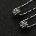 Buddhist Jewelry Titanium Steel Six Word Truth Lucky Ball Pendant Buddhist Feng Shui Men's Lucky Necklace
