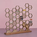 Polished 3-Color Honeycomb Wooden Jewelry Display Board Earring Organizer Hexagon Geometric Stand