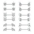 Set 5 Stainless Steel Nipple Barbell Shields Rabbit Flower Animal Heart Zircon Nipple Ring Piercing Jewelry Children's Wedding