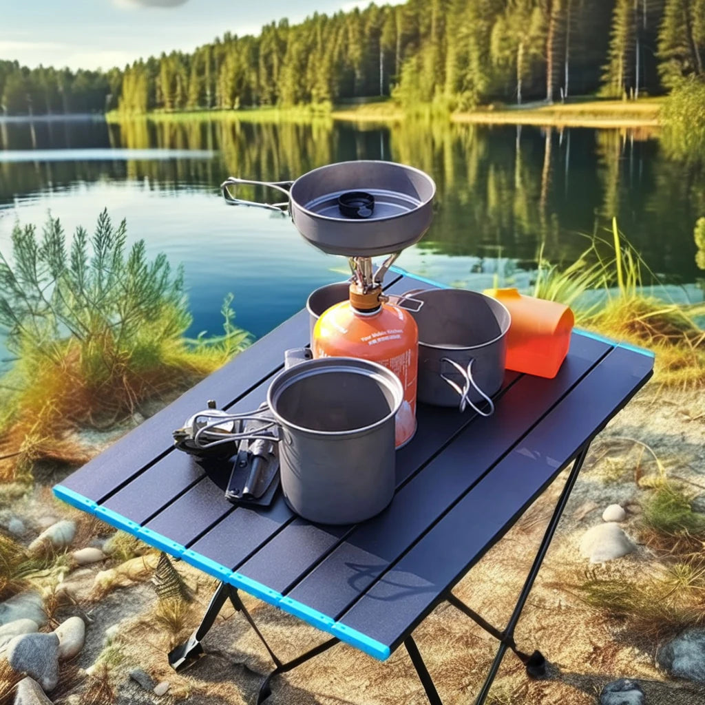 Modern Solid Outdoor Foldable Picnic Table 600D Oxford for Camping Beach Kitchen Park Aluminum Frame Versatile Dining Furniture