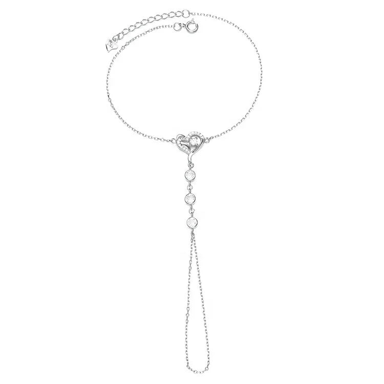 Original Design Fine Jewelry 925 Silver Heart Charm Chain Bracelet for Women Birthday Gifts Silver Bracelet for Wedding Jewelry