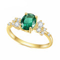 OL0897 OEM ODM Fine Jewelry Factory Wholesale Lab Green Emerald 925 Sterling Silver 14K Gold Plated Engagement Rings