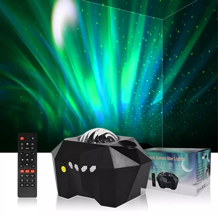 Remote Control 3D Visual Moon Star Projection Lamp BT Stage Projection LED Light Romantic Starry Music Laser Atmosphere Lamp