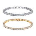 Fashion Bracelets Hip Hop Cz Cubic Zircon Iced Out Bling Zirconia 14k Gold Plated Silver Tennis Bracelet for Women Men Jewelry
