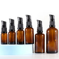 China Supply 50ml Glass Press Pump Bottle for Skincare Lotion Amber Cosmetic Oil with Secure Sealing Type