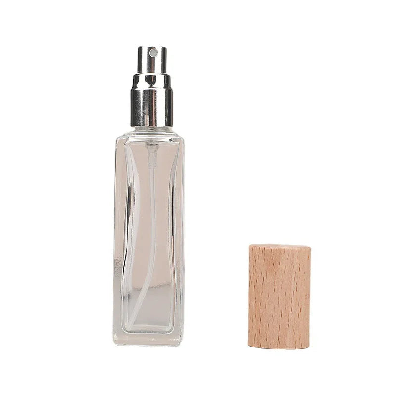 Portable Simplicity Clear Perfume Glass Bottles 5ML 10ML Empty Atomizer Spray Bottles Parfum Refillable Bottle With Bamboo Lid