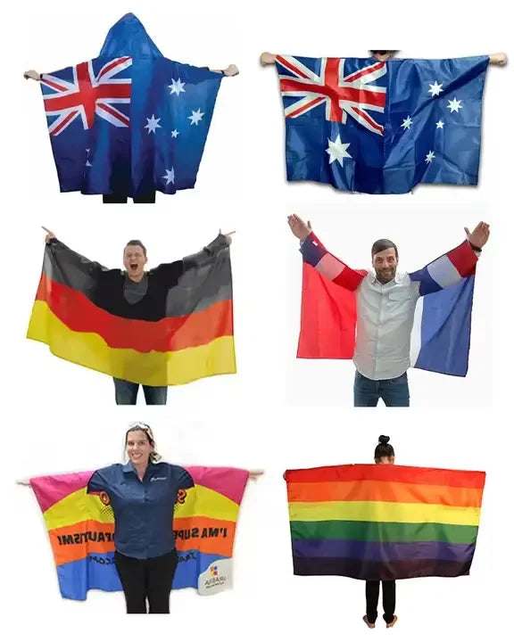 Customize Shawl Flag Car Pennant Flag with Sleeve Serbia Wearable Flag Football Team Cape Flag Bandiera Verde Bianco