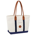 Heavy Duty Cotton Canvas Tote Shop Bag with Leather Handle Custom Natural Shopping Grocery Handle Bags