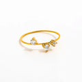Joolim Jewelry Wholesale 18K Gold Plated Dainty Lines Ring Women 3 CZ Zircon Stainless Steel Engagement