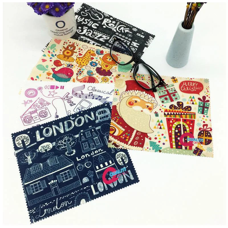 Cheap Customized Full Color Printing Logo Glasses Cleaning Cloth Newest Microfiber Glasses Cloth