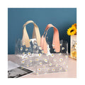 Custom Transparent Clear PVC Shopping Tote Hand Bag Eco-Friendly Make-Up Flower Plain Printing for Gift Usage