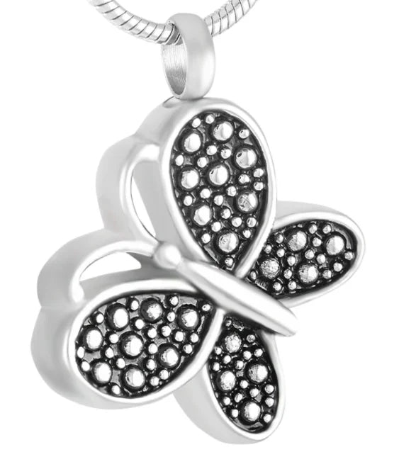 Stainless Steel Christian Cute Butterfly Cremation Urn Memorial Pendant Casket Ashes Necklace Keepsake Jewelry Holder Trendy Pet