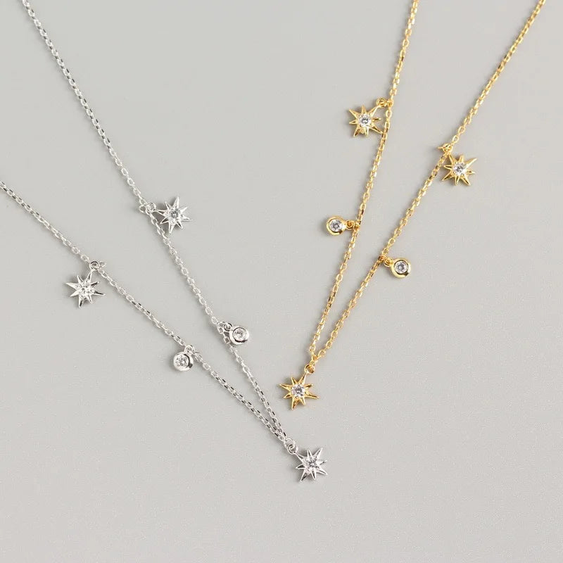 2024 Fashion 925 Sterling Silver Hot Selling Beautiful  Long Star Cz Diamond Necklace for Women Jewelry