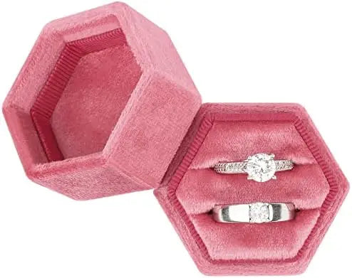 Hot Selling Luxury Wedding Ring Box Rose Red Color Velvet Jewelry Travel for Ring Storage Box case