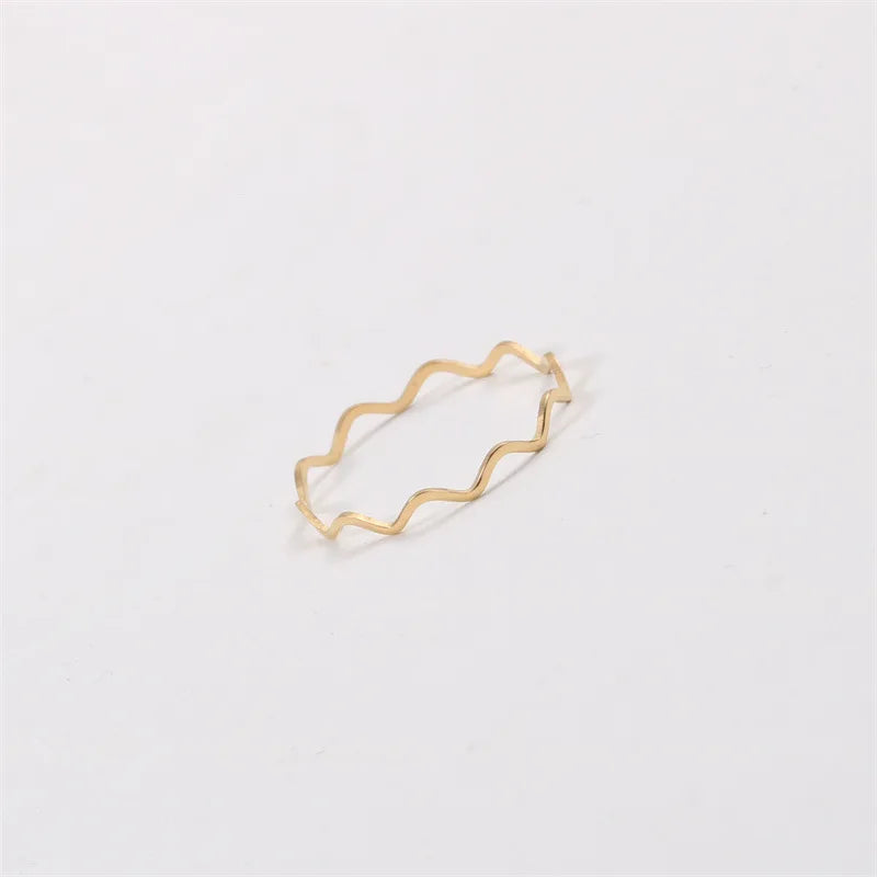 Cheap Women Jewelry Dainty Stainless Steel Wave Shape Knuckle Little Finger RIng