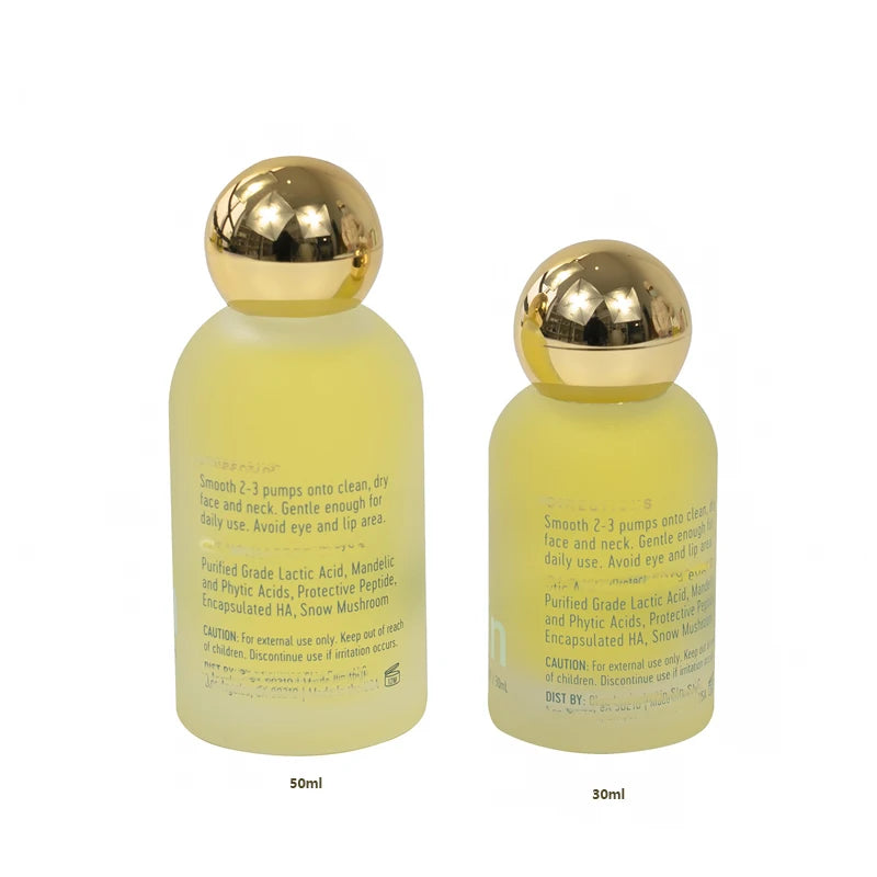 New Fashion 30ml/1oz Frosted Matte Clear Glass Serum Bottle Round Ball Shaped Essential Oil for Hair and Skin Care