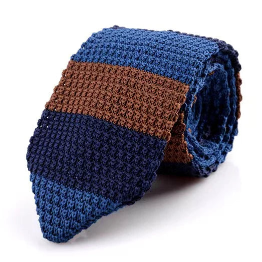 Men's Luxury Fashion 6cm Slim Skinny Floral Solid Tie Woven Polyester Knit with Striped Narrow Necktie Design